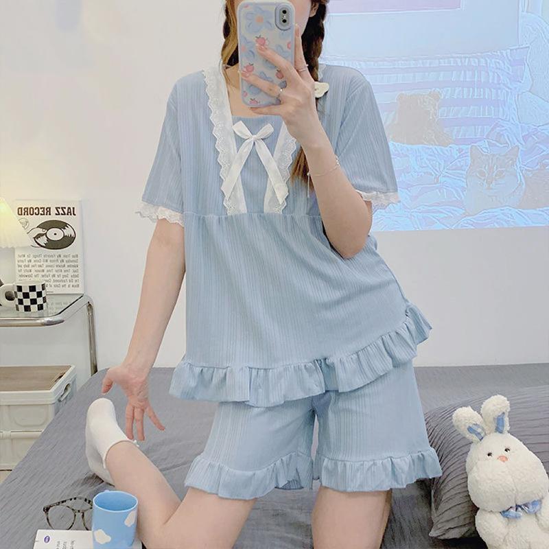 

Женская пижама с милыми мультяшными животными и подушечками на груди, топ с короткими рукавами, шорты, пижамы M