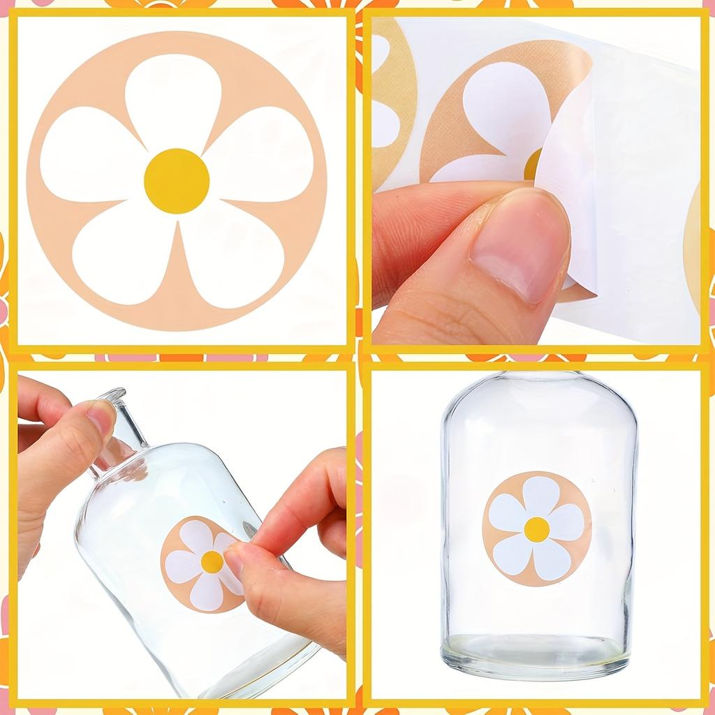 Copper Plate Self-adhesive Labels Small Daisy Sticker Hand Account Decoration DIY Reward Sticker Wedding Seal Sticker