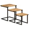 Nesting Tables Set of 3 Solid Mango Wood and Iron