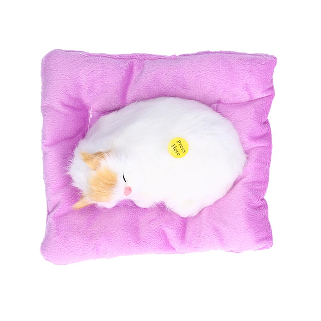 Fake Cats Sleeping Kitten Doll Toy Simulation Sleeping Cat On Pad Interactive Pet Toy with Sound