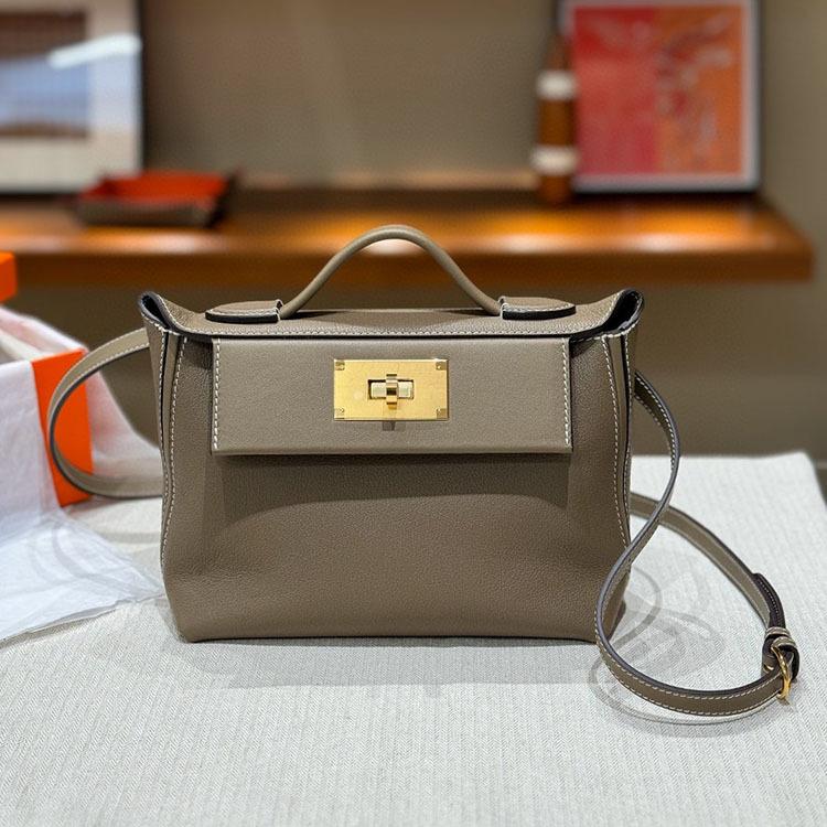 High End  All Steel Hardware Retro Bag 2424 Women's Bag Top Layer Cowhide Dumpling Bag Shoulder Bag