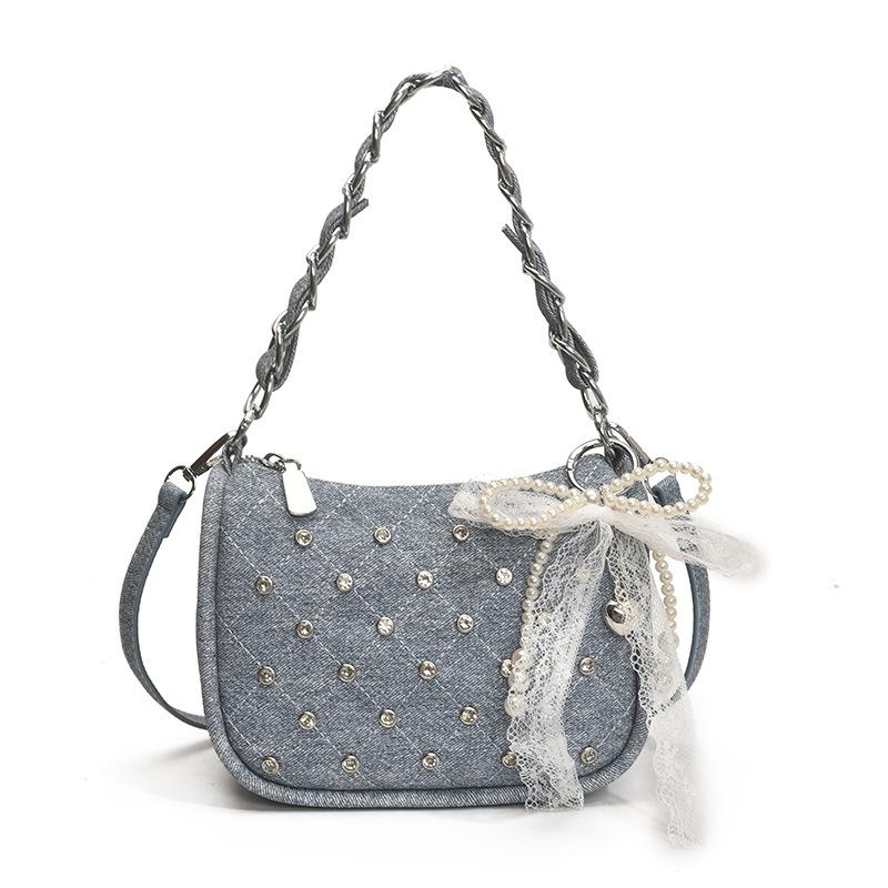 

Популярная нишевая сумка в горошек женская сумка новая универсальная сумка-мессенджер модная женская наплечная сумка-подмышка синий