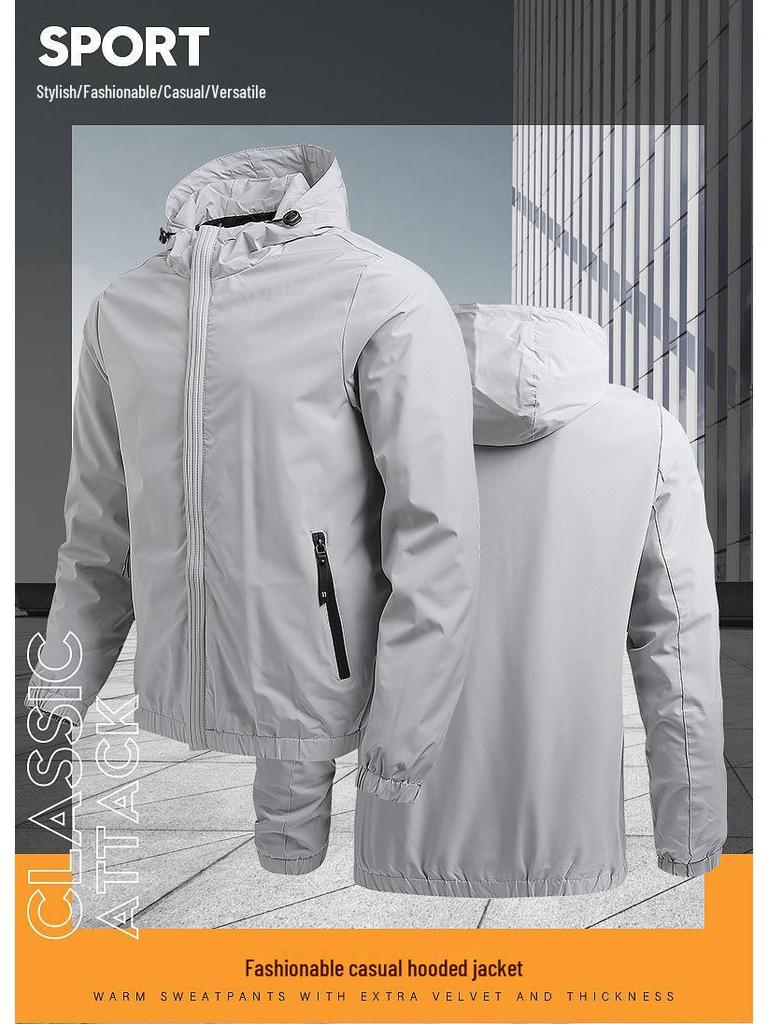 Men's Spring & Autumn Casual Hooded Baseball Jacket - Fashionable, Simple, Reversible.