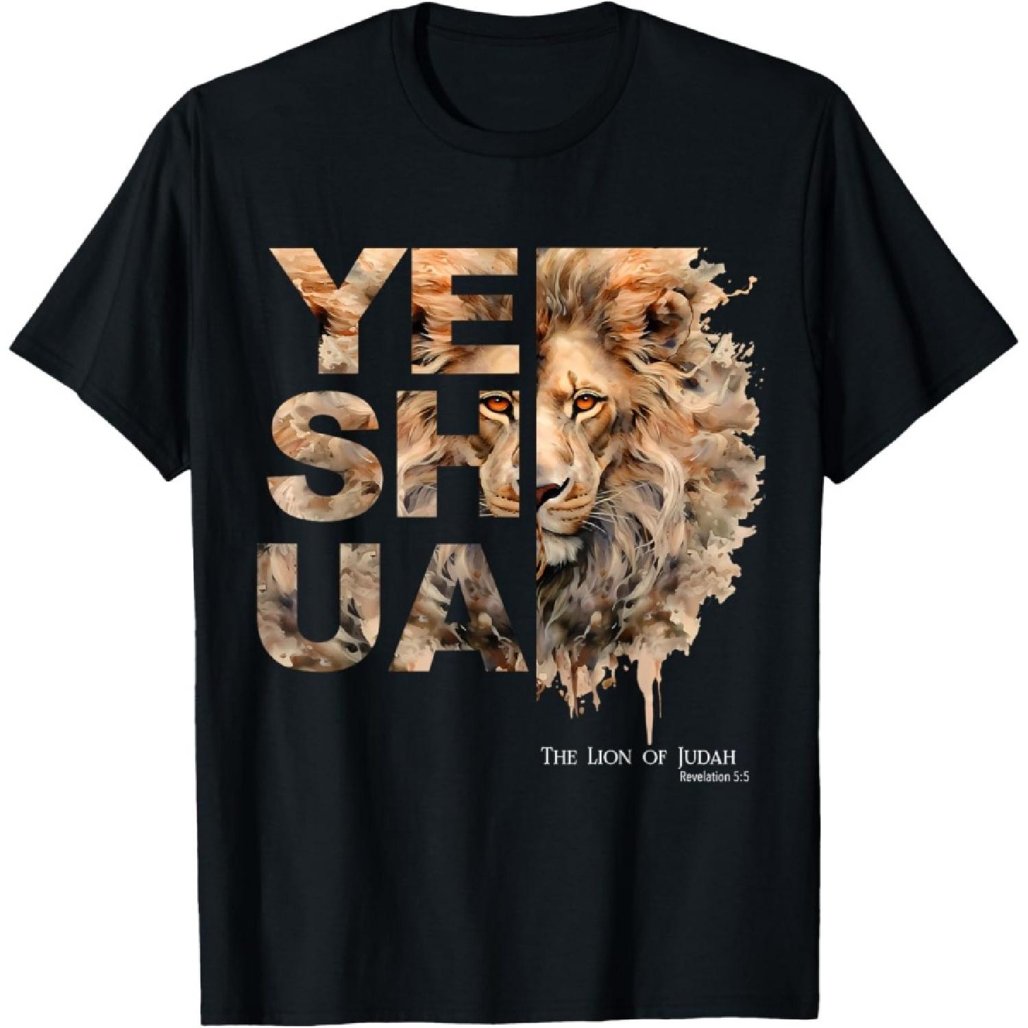 

Yeshua, Lion of Judah, Jesus, God, Bible Verse, Revelation T-Shirt XXXXXL чорний