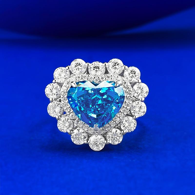 

Ювелирные изделия, инкрустированные бриллиантами 9 * 11 Аквамариновое Толстое Сердце Ледяной Цветок Кольцо Богатая Женщина No. 9