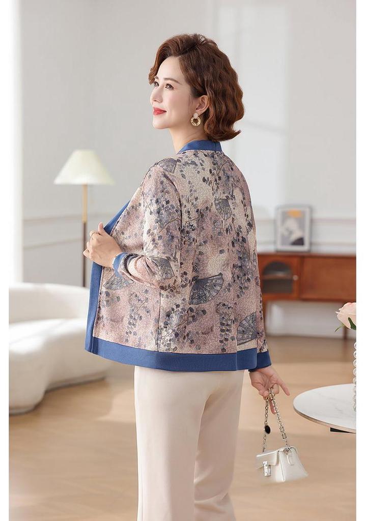 Middle-aged Women's Spring/Fall Knit Cardigan & T-shirt Set - Plus Size Stylish Two-piece