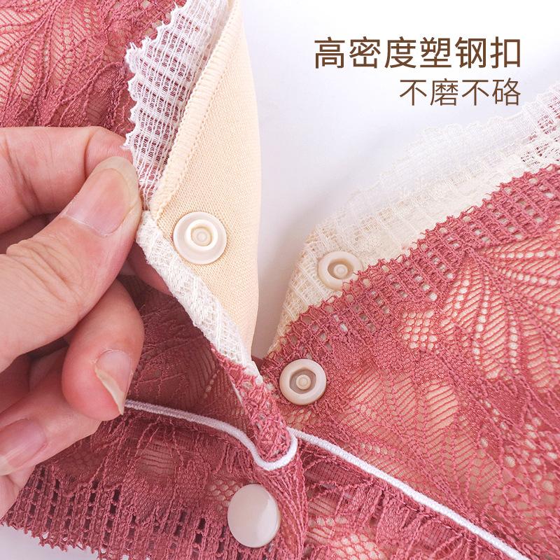 New lace front buckle underwear women's setting cup adjustable shoulder strap no steel ring large size bra