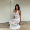 Summer Beach Skirt Women'S Solid Color Sexy Knitted Beach Bikini Swimsuit Cover-Up Dress
