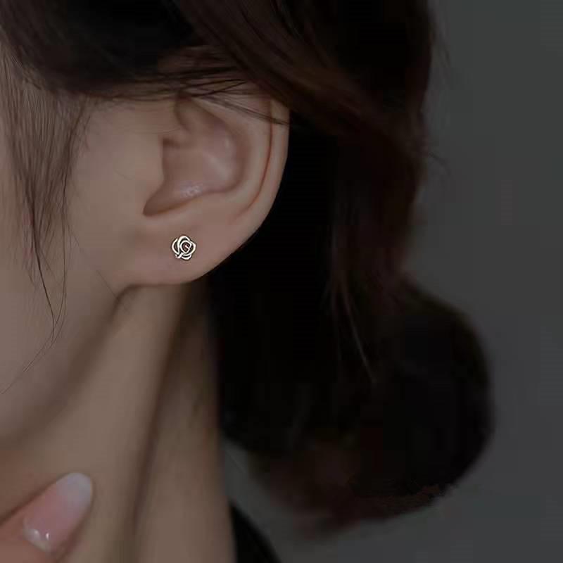 Trendy Rose Stud Earrings for Women - Summer 2024 French Style