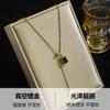 Fashion Green Diamond Pendant Copper Necklace Women's Sporty Light Luxury Niche Design Bamboo Chain