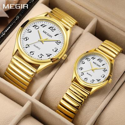 2PCS Watches for Lovers Luxury Sport Casual Wristwatches for Couple Waterproof Stainless Steel Men Women Quartz Watch Clock 1088