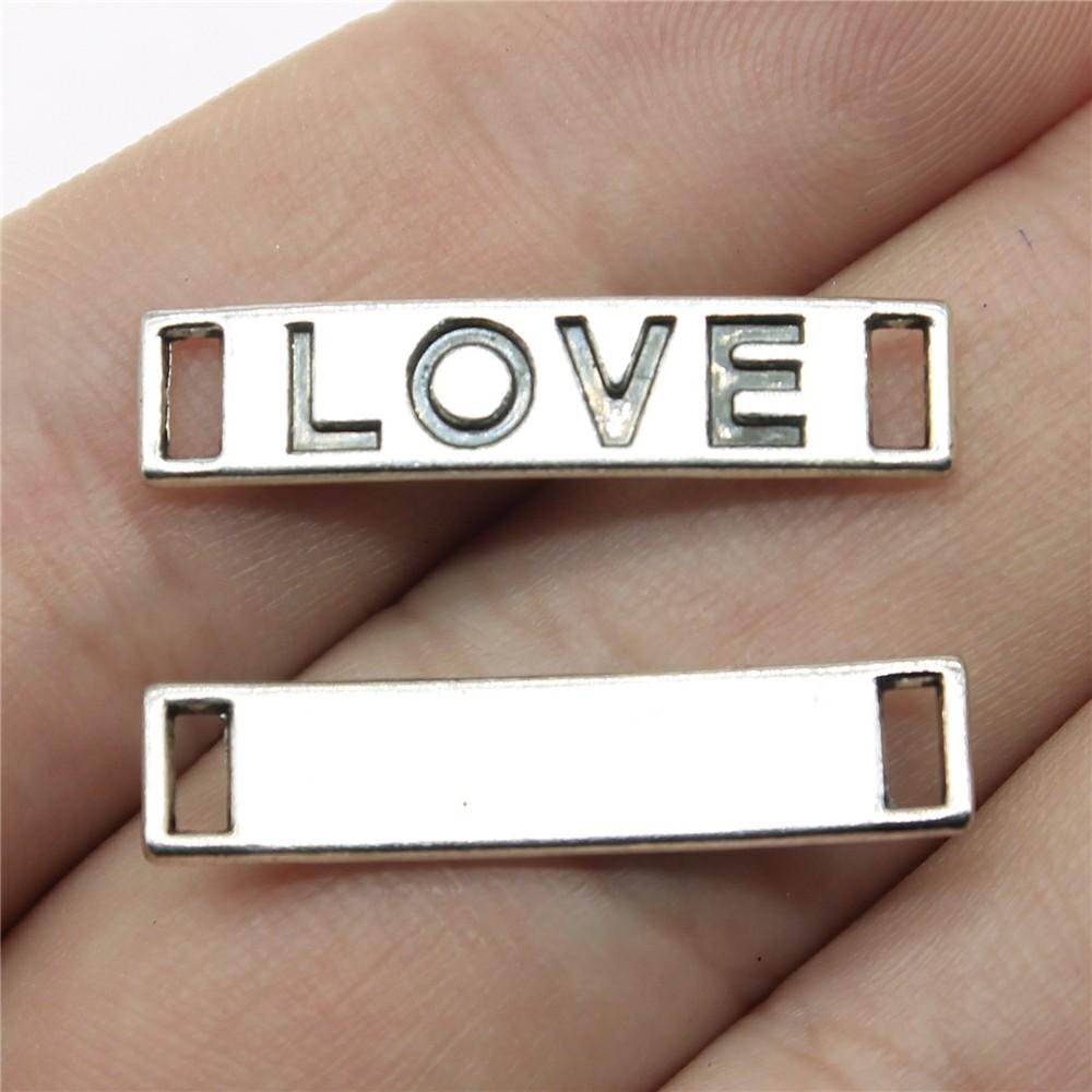 20 stuks Woord Connector Bedels Voor Sieraden Maken Antiek Brons Zilverkleurige Hangers DIY Ambachten Maken Onderdelen Tibetaanse Sieraden