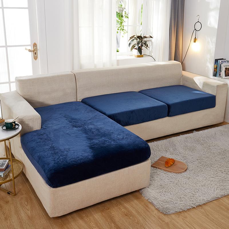 Thick Velvet Sofa Cover Solid Color Sofa Cushion Cover Elastic Slipcover All-inclusive Couch Cover Dining Room