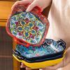 Hand-painted Bohemian Ceramic Baking Dish Square with Handles For Pasta and Desserts Suitable for Oven and Microwave.