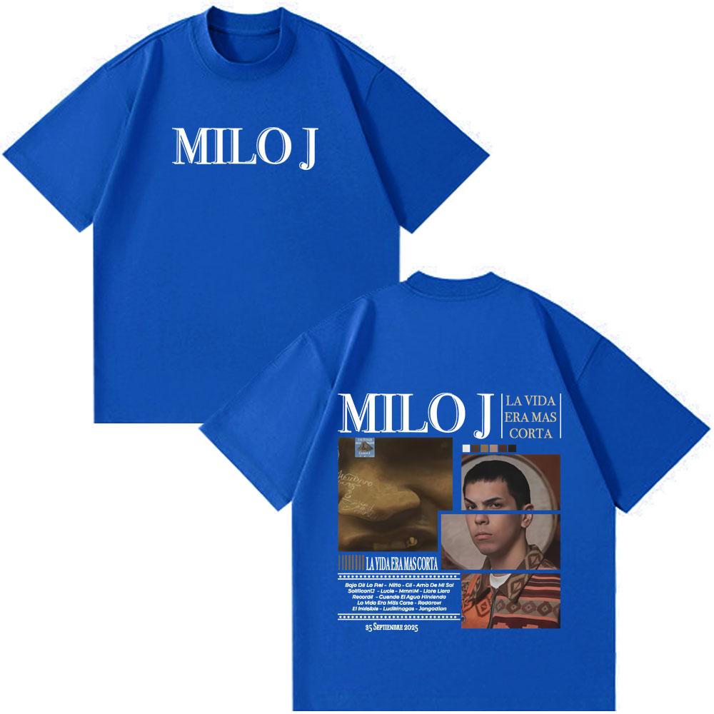 Rapper Milo J La Vida Era Mas Corta Tshirts Men Women Fashion Hip Hop Oversized T Shirt Cotton Short Sleeve Tee Shirt Streetwear