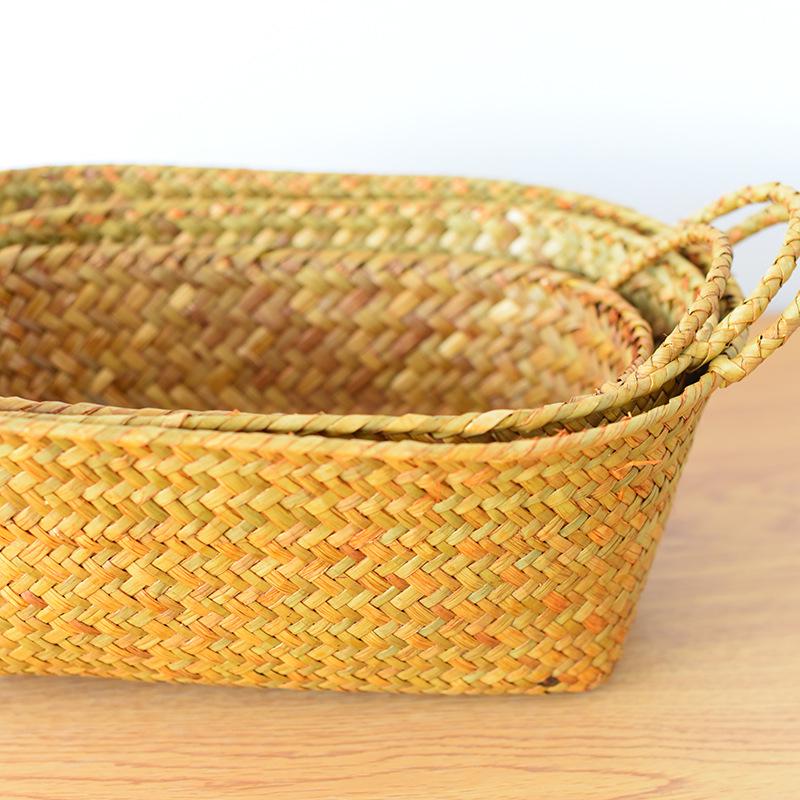 Rustic Woven Rattan Fruit & Snack Organizer Basket