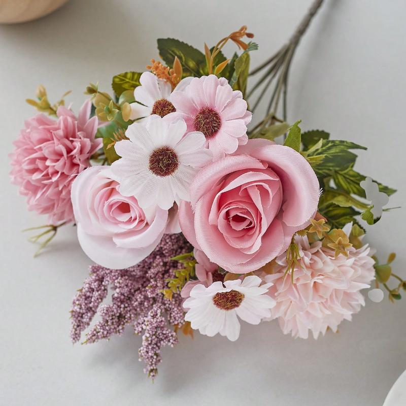 1 szt. Sztuczne kwiaty Fałszywe róże Bukiet kwiatów Jedwabne stokrotki Mniszek lekarski Kwiaty Hurtowe Na ślub Dekoracja domu Impreza Dekoracje stołu, Walentynki