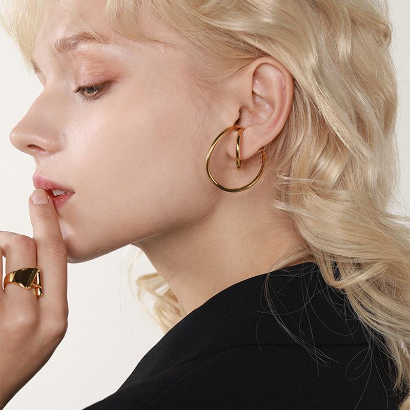 Vintage Geometric Irregular Curve Clip Earrings For Women Ear Cuff Wrap Non Pierced Earings Fashion Jewelry