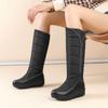 Krazing Pot PU Down Boots Cold-resistant Winter Shoes Med Heels Size 44 Super Size Snow Boots Zipper Round Toe Keep Warm Thigh High Boots