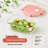 Microwaveable Glass Lunch Box for Office Workers - Double Compartment to Prevent Flavor Mixing