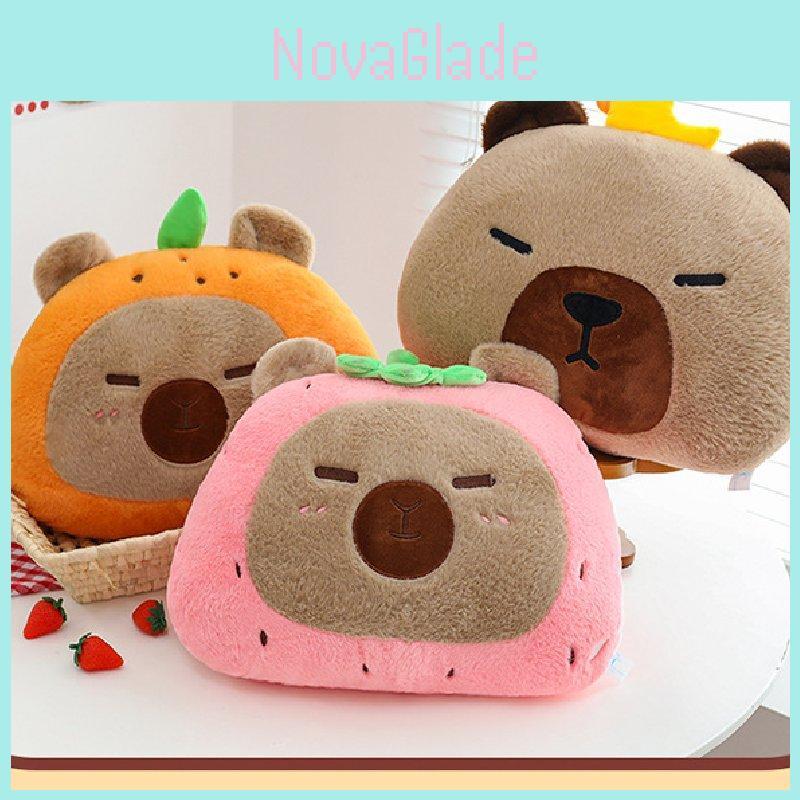 Adorable New Cartoon Capybara Plush Pillow Soft Cushioned Toy In Brown Pink Orange