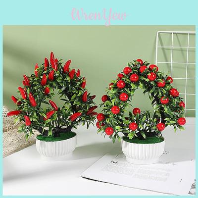 Künstliche Topfpflanze 42 Herzförmige Früchte Bonsai Kunstblume für Heimdekoration