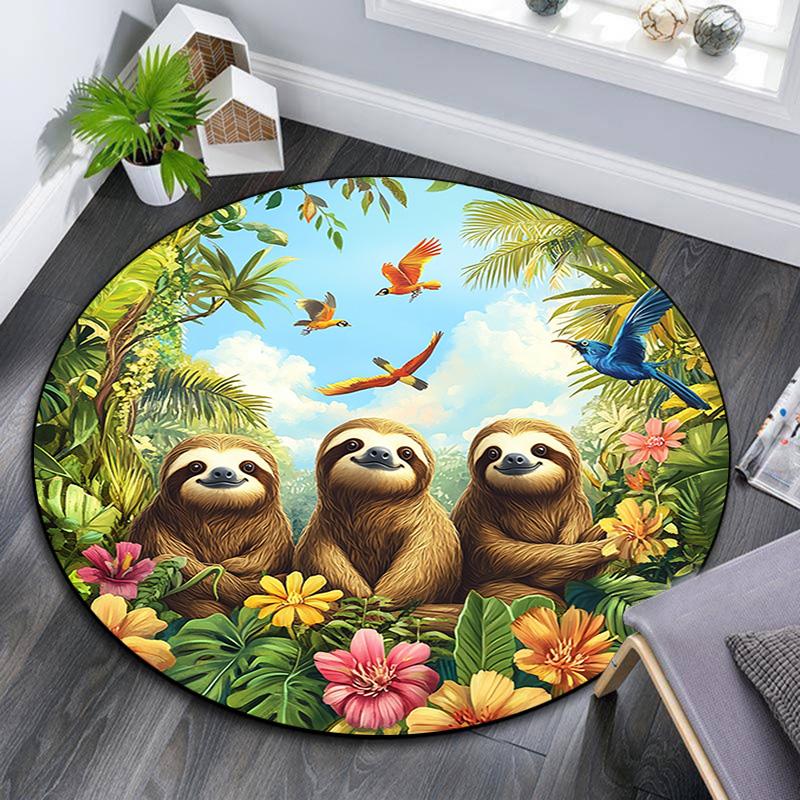 

Sloths Round Area Rug,Carpet Rug for Living Room Bedroom Sofa Playroom Decor,Non-slip Floor Mat 80cmx80cm