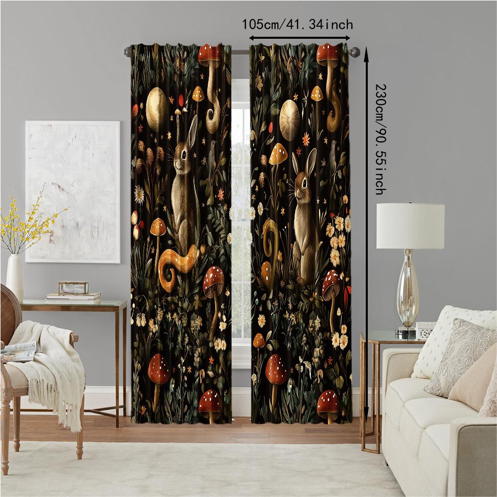 Set Of 2 Versatile Polyester Transparent Curtains Home Decoration Dark Flower Mural Use Bedrooms Living Rooms Made Area Window Treatment