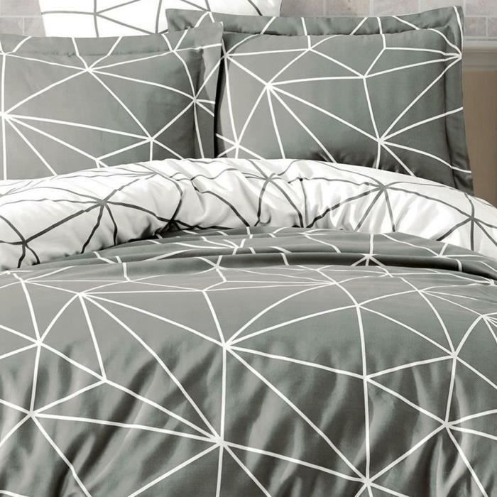 Bedding Set - 1 Duvet Cover 220 X 240 Cm + 2 Pillowcases 60 X 60 Cm - 100% Reinforced Cotton - Grey