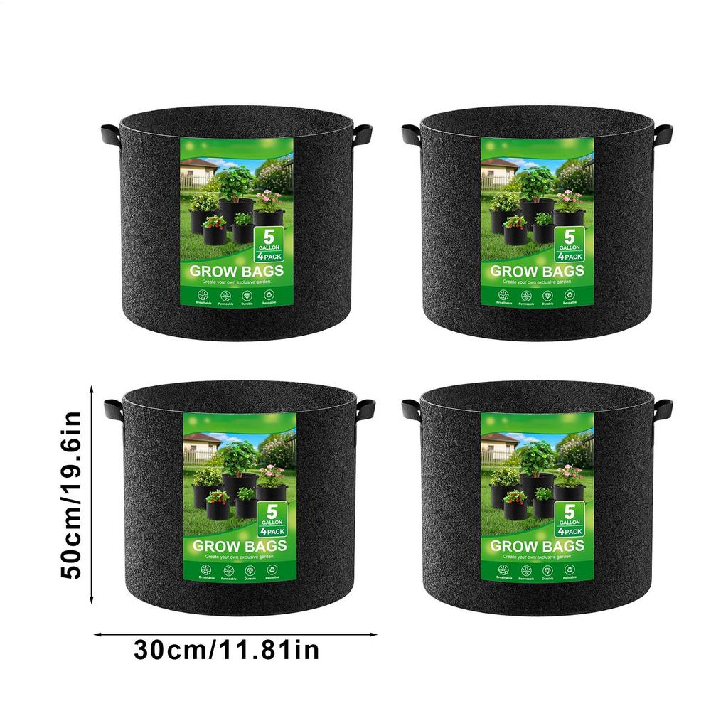 5/10/15 Gallons Plant Grow Bags 4pcs Thickened Non-Woven Fabric Pots Portable Planter Pot Growing Bag For Planting Vegetable
