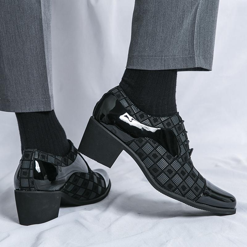 Fashion Men's formal leather shoes Fashion designer style Leisure Business Evening party wedding Adult high heels Black classics shoes