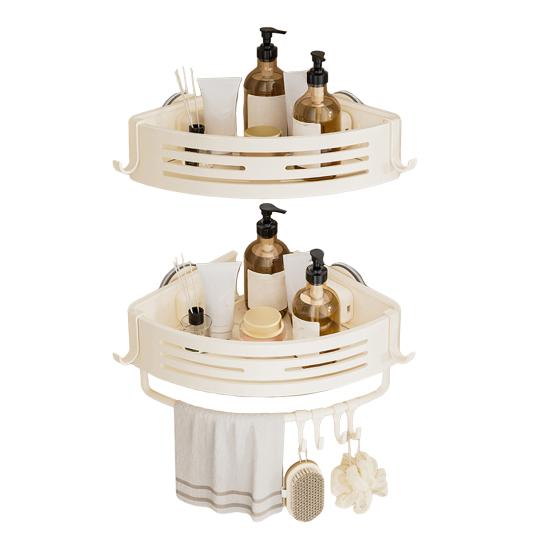 Suport de colț cu ventuză Triunghiular Suport de colț pentru duș Fără găurire Organizator de baie reglabil cu bară pentru prosoape Suport de depozitare pentru duș Bucătărie