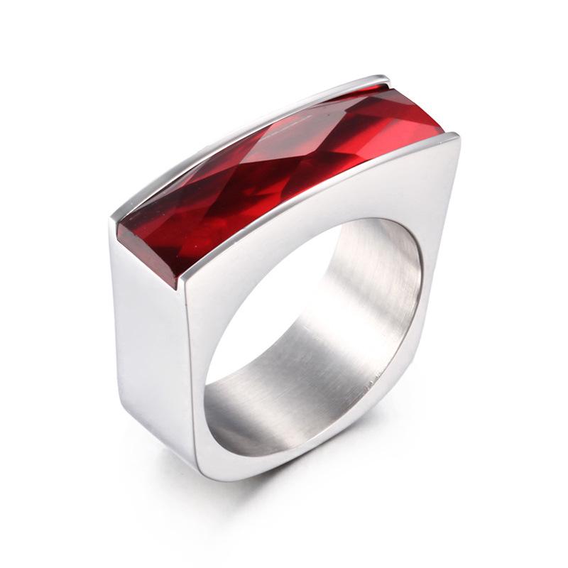 European-American Minimalist Gold Stainless Steel Multicolor Gemstone Ring for Women