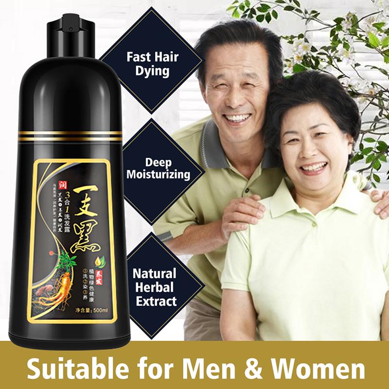 500Ml Permanent Black Hair Shampoo Organic Natural Fast Hair Dye