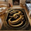 Golden Dragon Art Deco Design Patterned Carpet, Non Slip Mat Suitable for Living Room and Bedroom Sofas