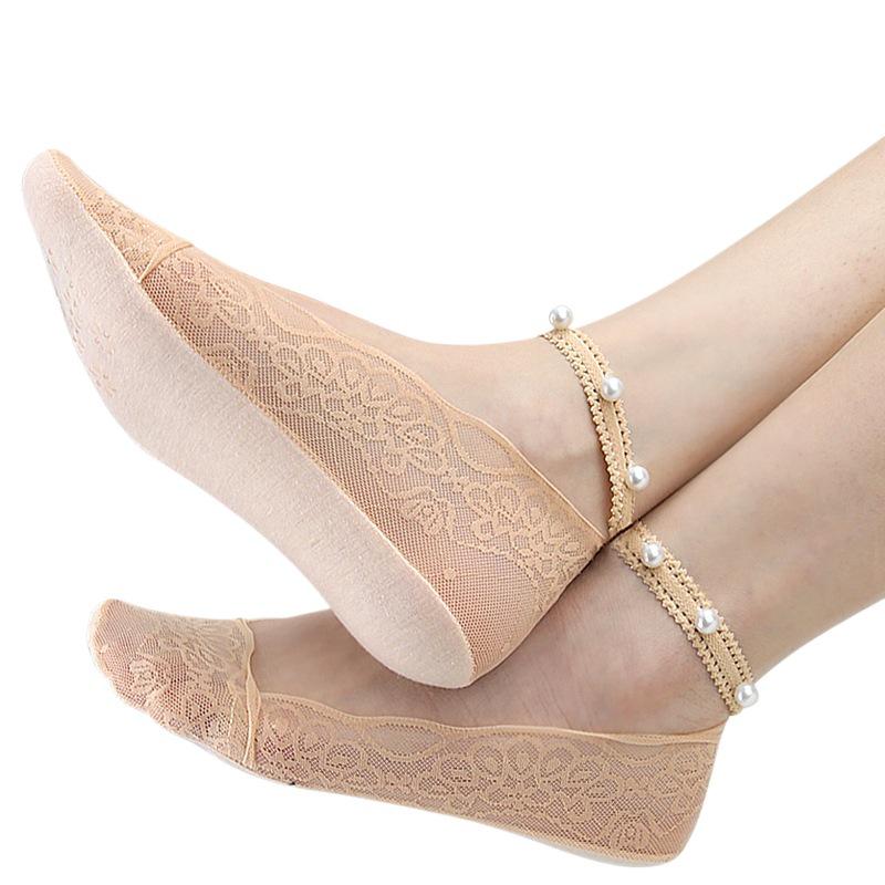 Women's Pearl Lace Low-Cut Non-Slip Invisible Ankle Socks - Summer Thin & Versatile