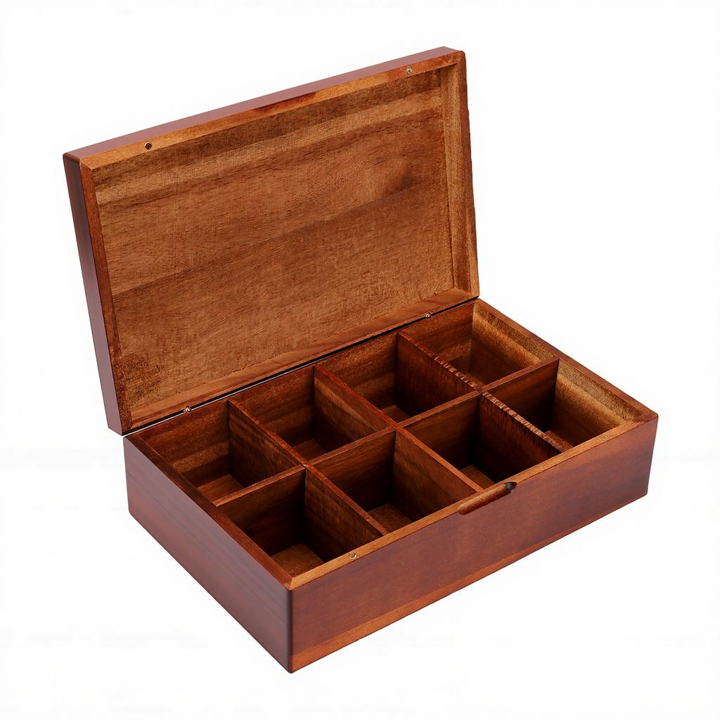 Tea Bag Box Multi Compartments Flip Lid Wooden Tea Bag Organizer Teabag Holder for Kitchen Office