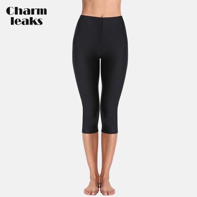 Women High Waist Swimming Pants Ladies Tankini Bottom Solid Swimwear Capris Pants Boardshort Swimming Bottoms