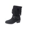 Fashion Small Man Retro Pointed Toe 2025 Women's Mid-Leg Boots Block Heel Booties