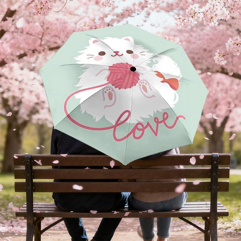 Love Cats & Yarn: Cute Cat Print Umbrella   Automatic Opening/Closing, Outdoor Protection, Lightweight and Durable Travel Accessory 190