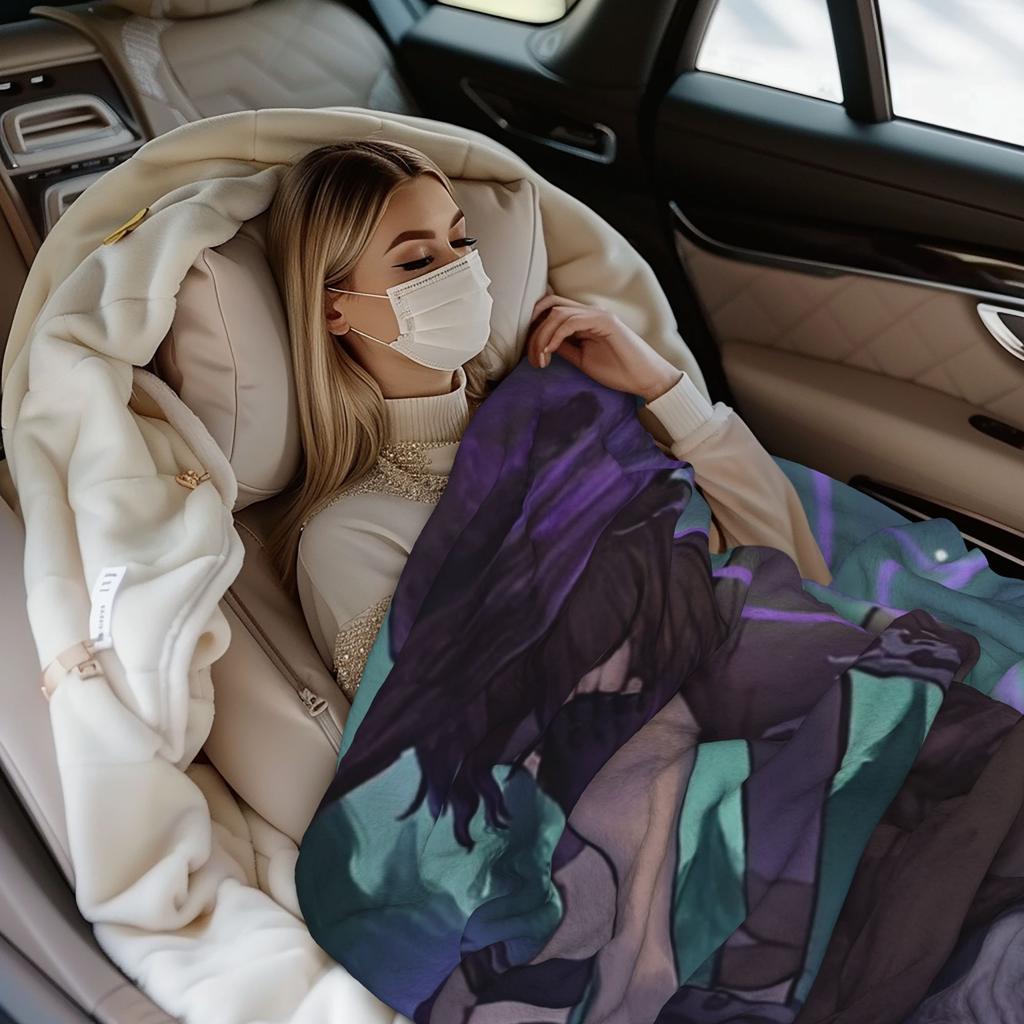 Azuretime Anime Knitted Blankets Velvet Azure Two Time Forsaken Soft Throw Blanket for Outdoor Travel Bedspread