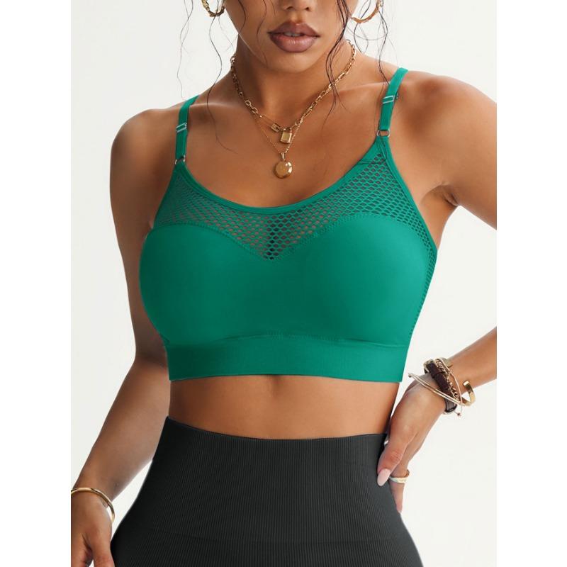 Women's 5 PCS Mesh Patchwork Sports Bra Strappy Cross Back Yoga Bralette