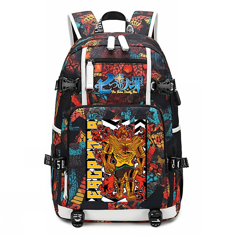 Grote Schoolrugzak voor Tieners Kinderen De Zeven Hoofdzonden Anime Print Casual Dagrugzak