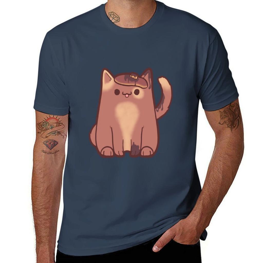 Pancake Cat Tshirt Minimalist Plain Crew Neck Tshirt