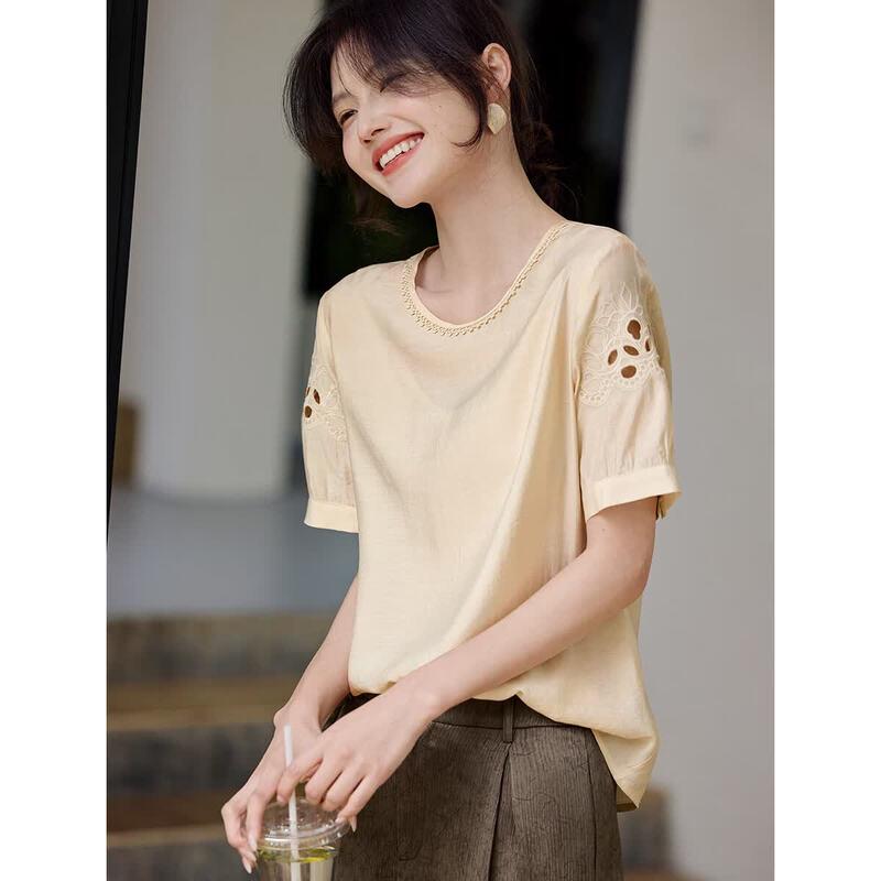 XWI Women s Romantic French Embroidered Pullover Blouse M