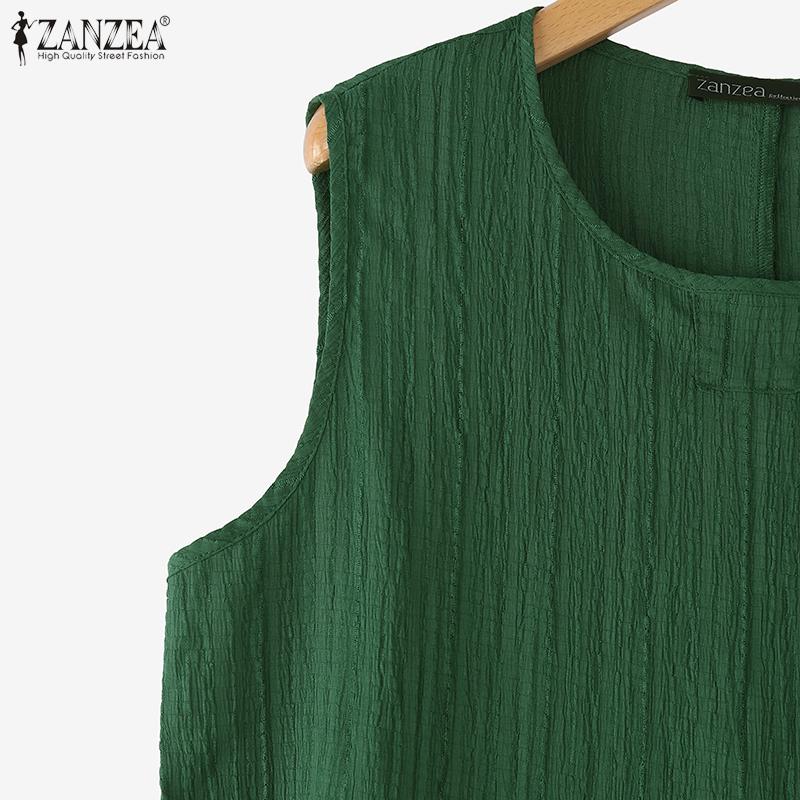 ZANZEA Women Summer Round Neck Loose Casual Sleeveless Tank Tops