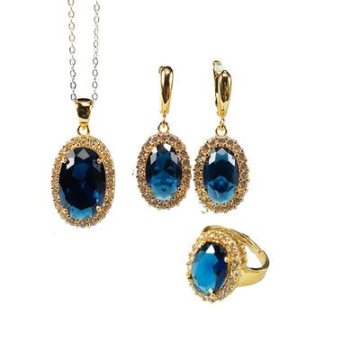 Jewelry Set Necklace Earring Ring Three-piece Set High-end Women's Jewelry Fashion Sweater Chain