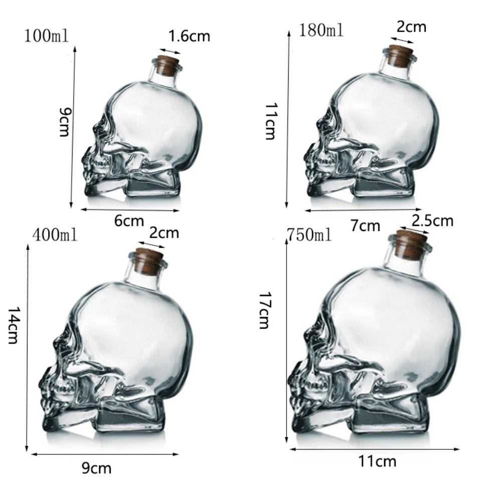 Glass Skull Head Cup 100-750ML Water Bottle Creative Skull Head Wine Bottle  Halloween Gift