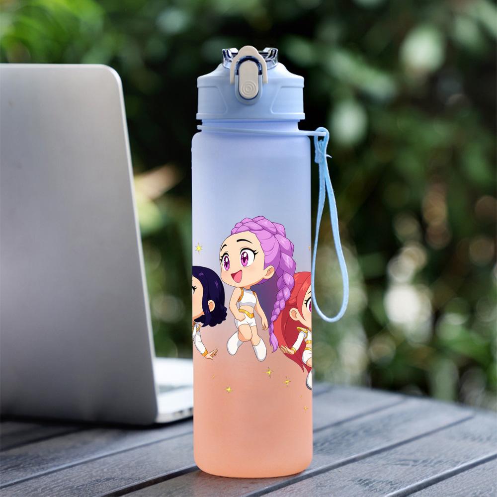 750Ml Water Bottle Cartoon K-Pop Demon Hunters Printed Large Capacity Drinking Cup Portable Outdoor Sports Water Cup Children Kid Gift