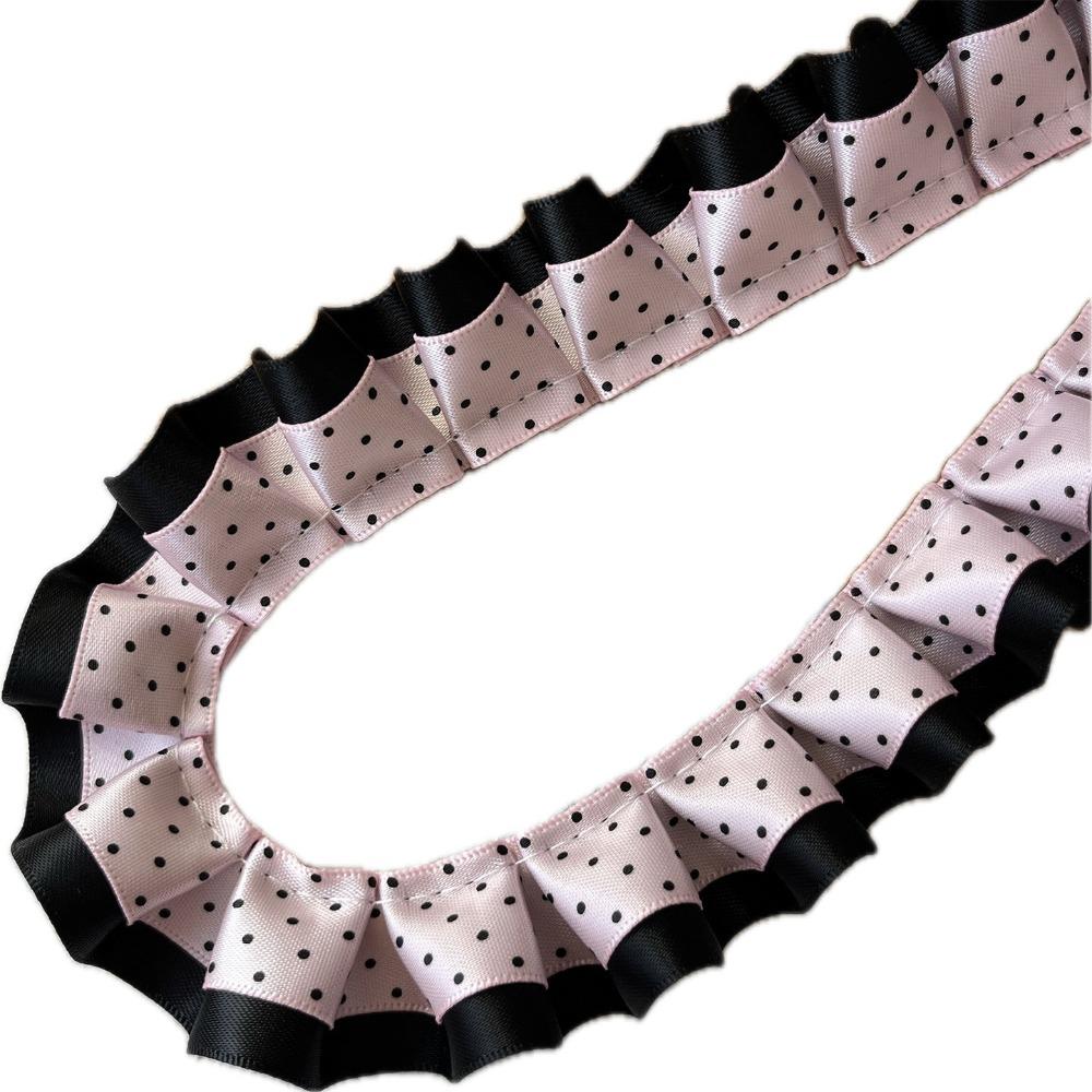 2M Pleated Ribbon Trim Ruffle Trim Collar Cuff Trim Lolita Dress Ribbon Needlework Crafts DIY Double Layer Lace Ribbon